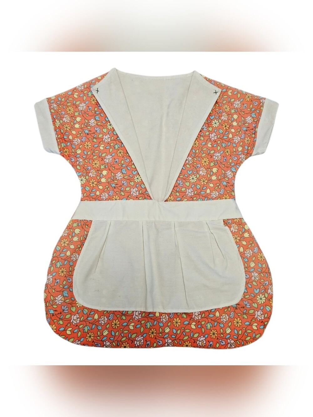 Vintage Floral Dress With Apron Clothespin Bag Holder